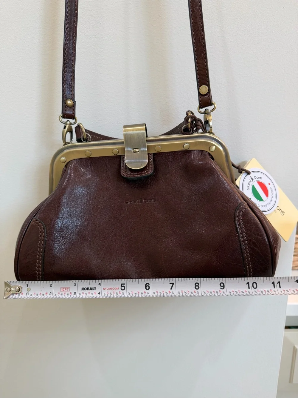 Classic Leather Frame Shoulder Bag - Dark Brown - Picture 3 of 6